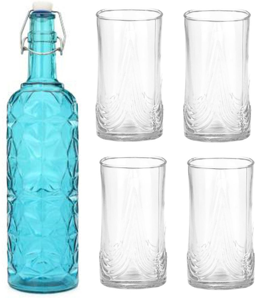     			Somil - Glass & Bottle Drinks Serving Lemon Set Blue Water Bottle 1000 mL ( Set of 1 )