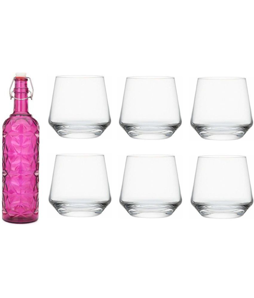     			Somil - Glass & Bottle Drinks Serving Lemon Set Pink Water Bottle 1000 mL ( Set of 1 )