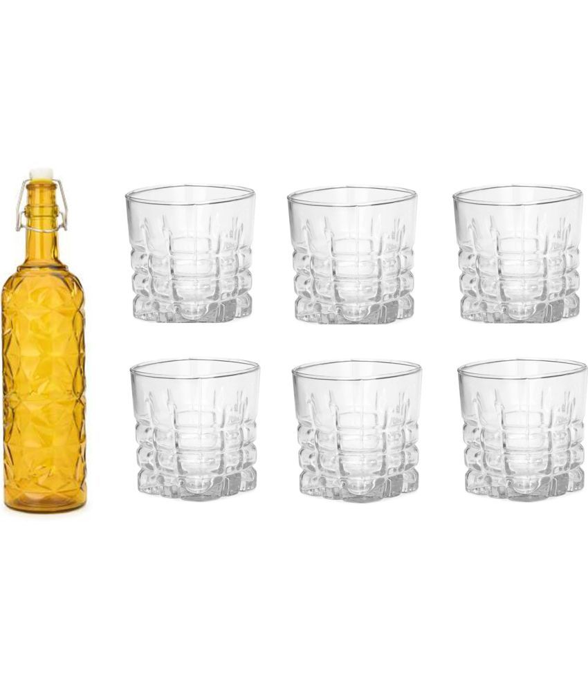     			Somil - Glass & Bottle Drinks Serving Lemon Set Yellow Water Bottle 1000 mL ( Set of 1 )