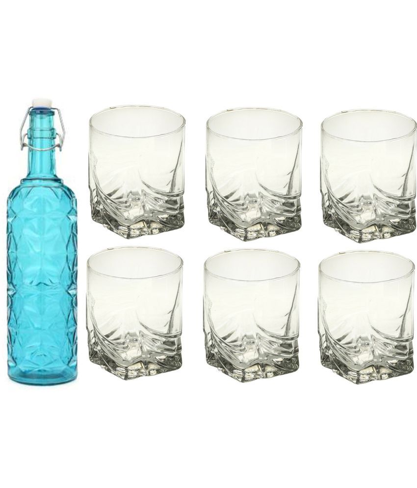     			Somil - Glass & Bottle Drinks Serving Lemon Set Blue Water Bottle 1000 mL ( Set of 1 )