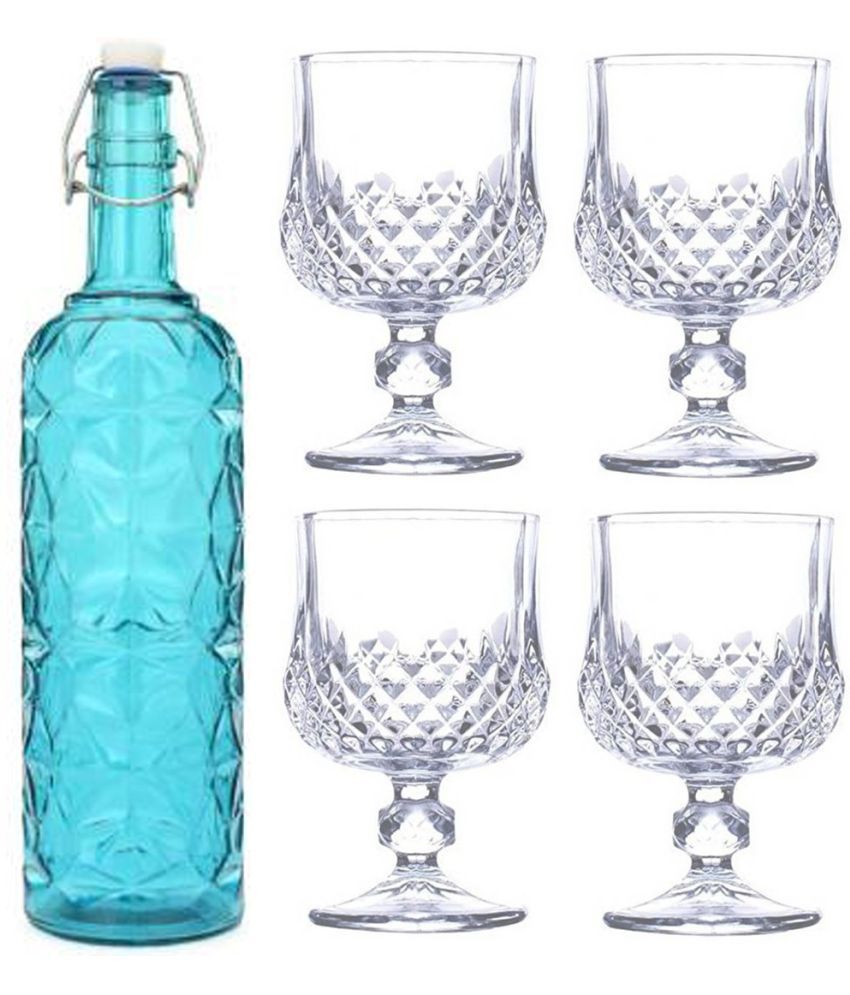     			Somil - Glass & Bottle Drinks Serving Lemon Set Blue Water Bottle 1000 mL ( Set of 1 )