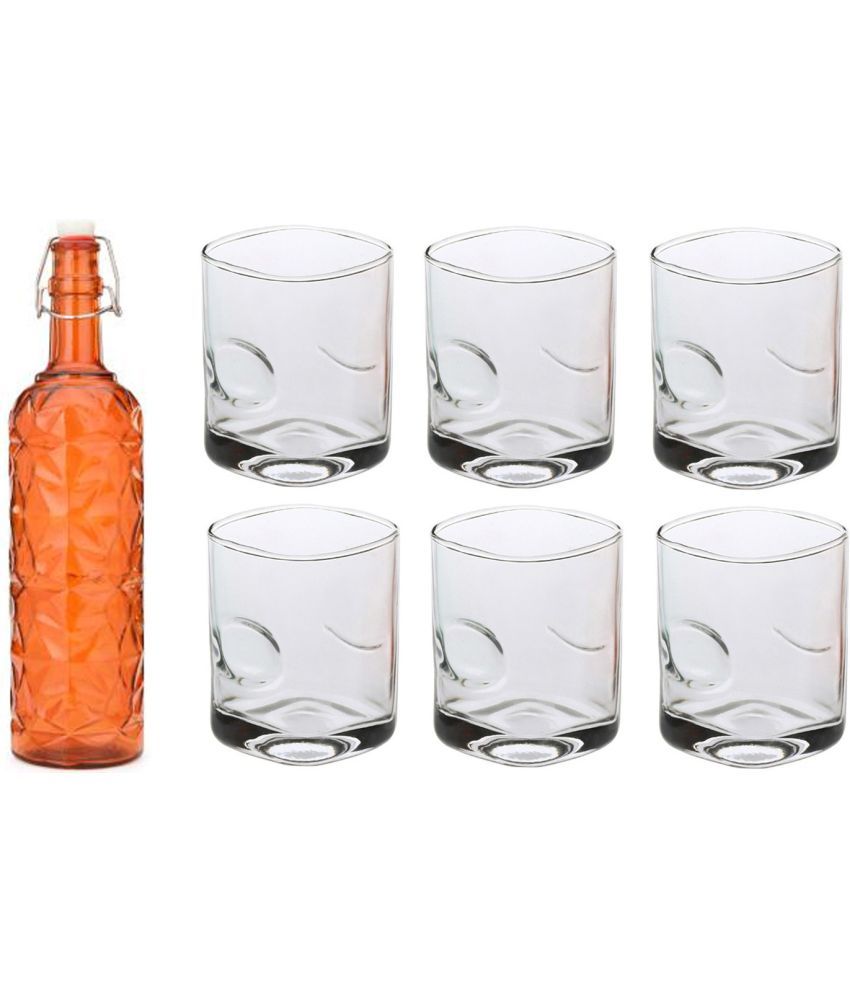     			Somil - Glass & Bottle Drinks Serving Lemon Set Orange Water Bottle 1000 mL ( Set of 1 )