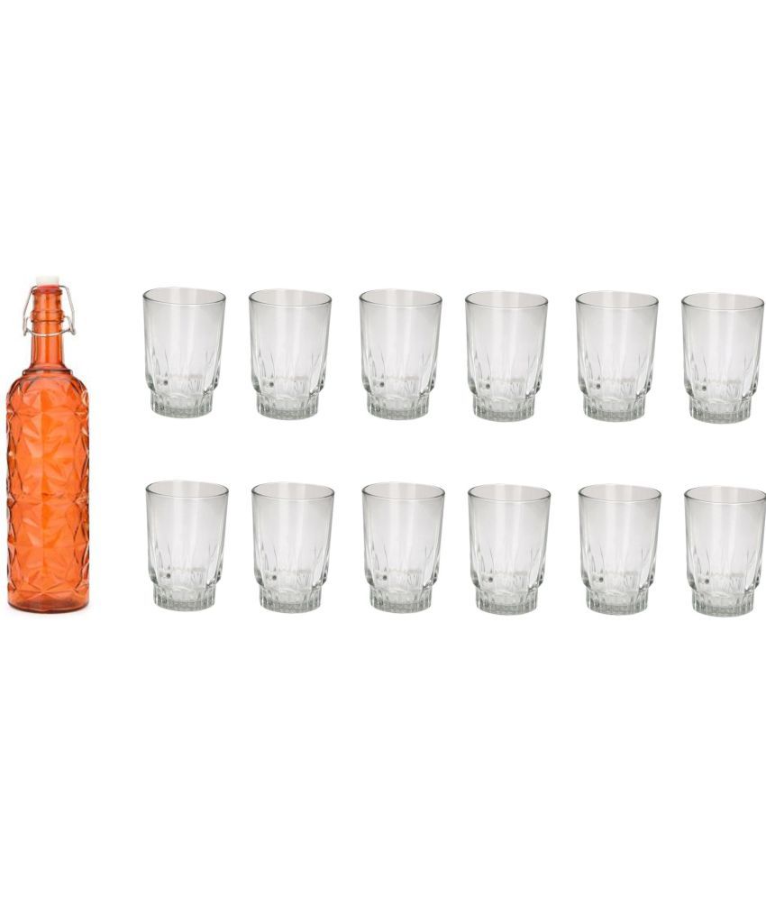     			Somil - Glass & Bottle Drinks Serving Lemon Set Orange Water Bottle 1000 mL ( Set of 1 )