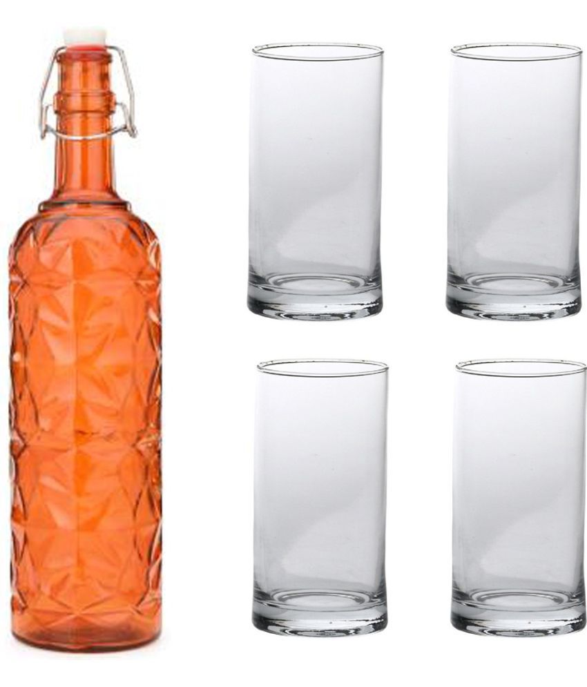     			Somil - Glass & Bottle Drinks Serving Lemon Set Orange Water Bottle 1000 mL ( Set of 1 )