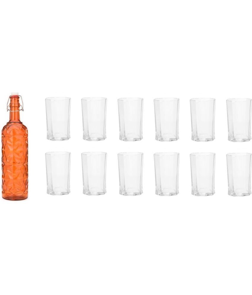     			Somil - Glass & Bottle Drinks Serving Lemon Set Orange Water Bottle 1000 mL ( Set of 1 )