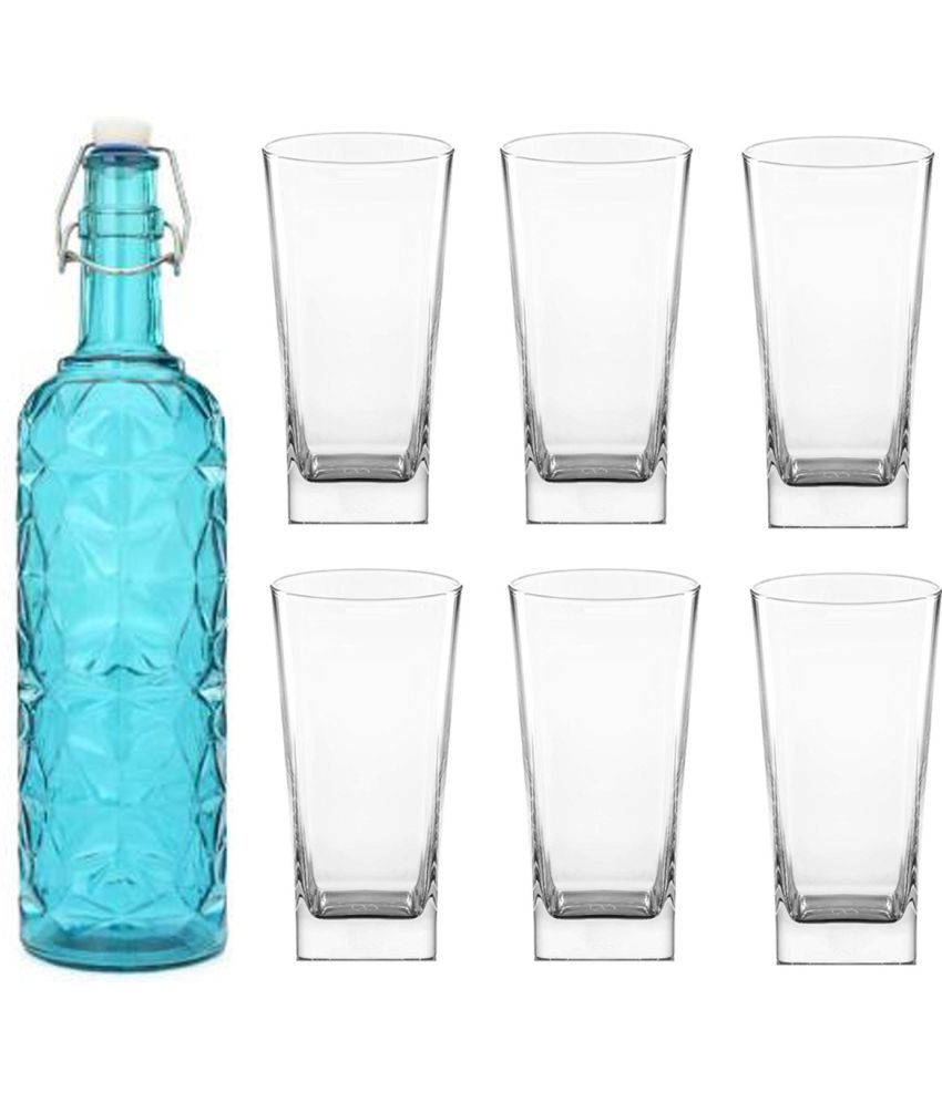     			Somil - Glass & Bottle Drinks Serving Lemon Set Blue Water Bottle 1000 mL ( Set of 1 )