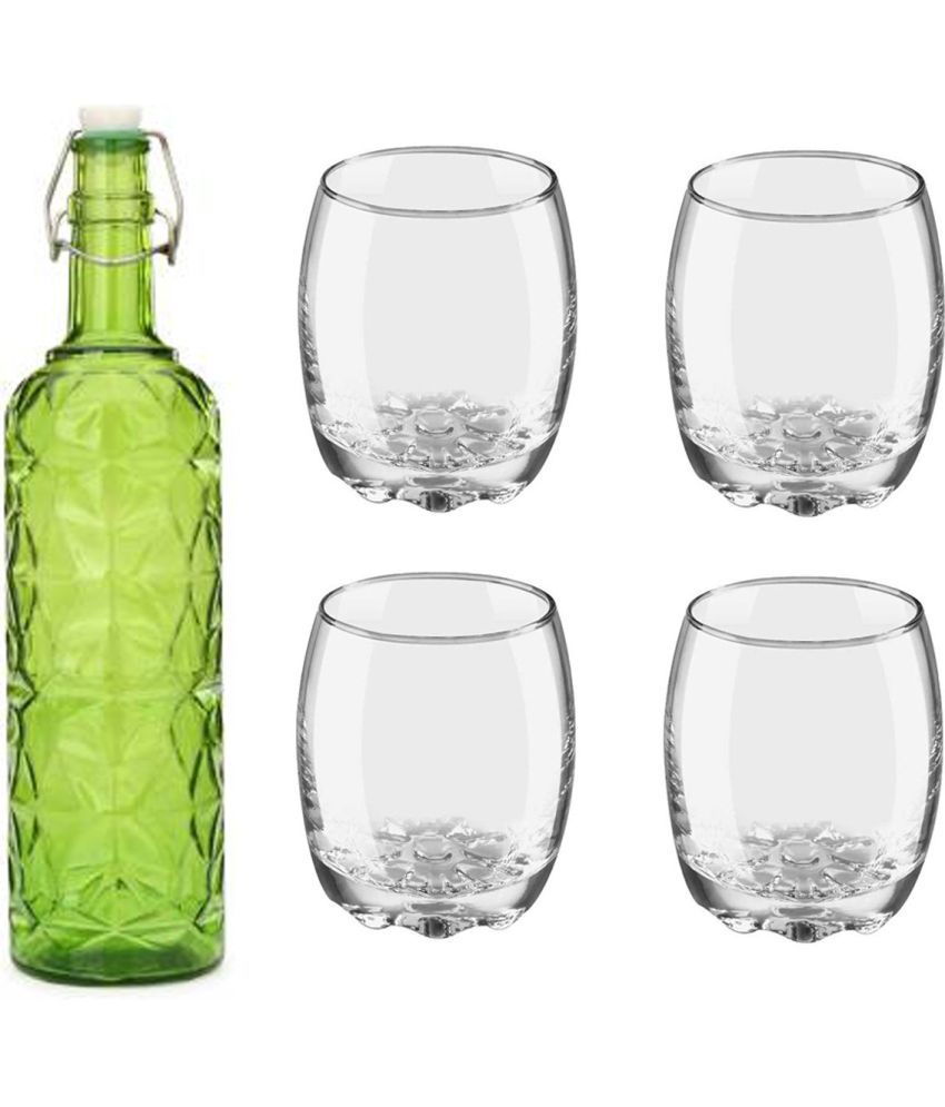     			Somil - Glass & Bottle Drinks Serving Lemon Set Green Water Bottle 1000 mL ( Set of 1 )