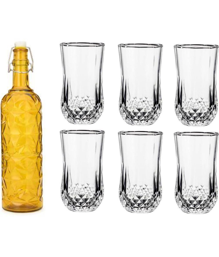     			Somil - Glass & Bottle Drinks Serving Lemon Set Yellow Water Bottle 1000 mL ( Set of 1 )