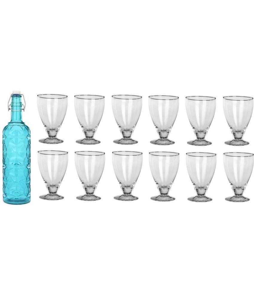     			Somil - Glass & Bottle Drinks Serving Lemon Set Blue Water Bottle 1000 mL ( Set of 1 )