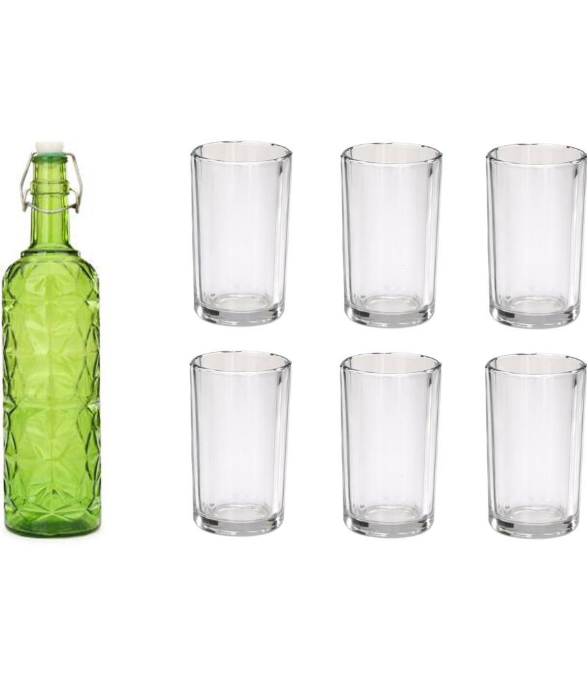     			Somil - Glass & Bottle Drinks Serving Lemon Set Green Water Bottle 1000 mL ( Set of 1 )