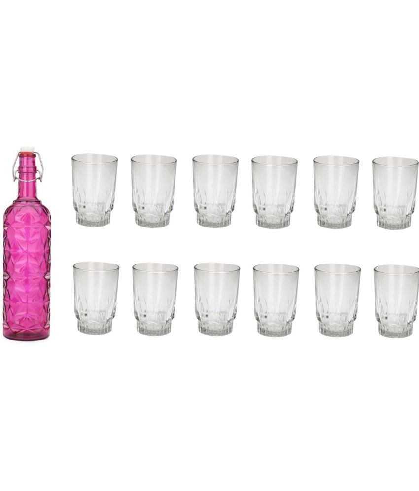     			Somil - Glass & Bottle Drinks Serving Lemon Set Pink Water Bottle 1000 mL ( Set of 1 )