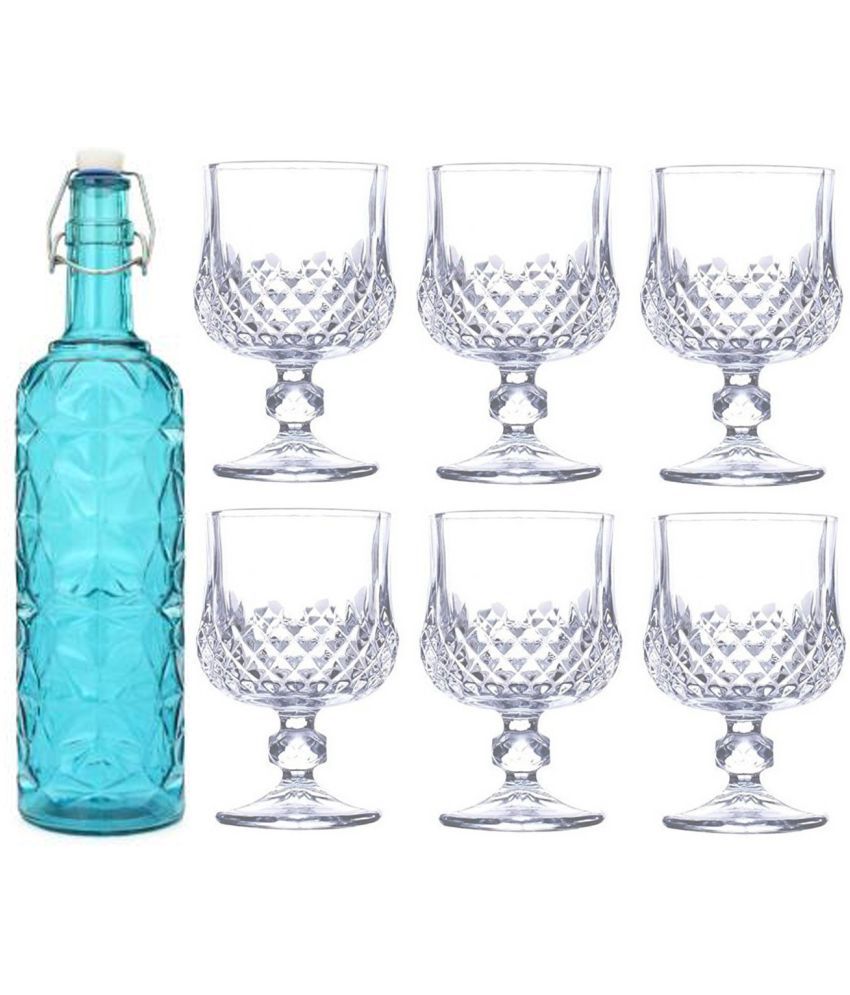     			Somil - Glass & Bottle Drinks Serving Lemon Set Blue Water Bottle 1000 mL ( Set of 1 )