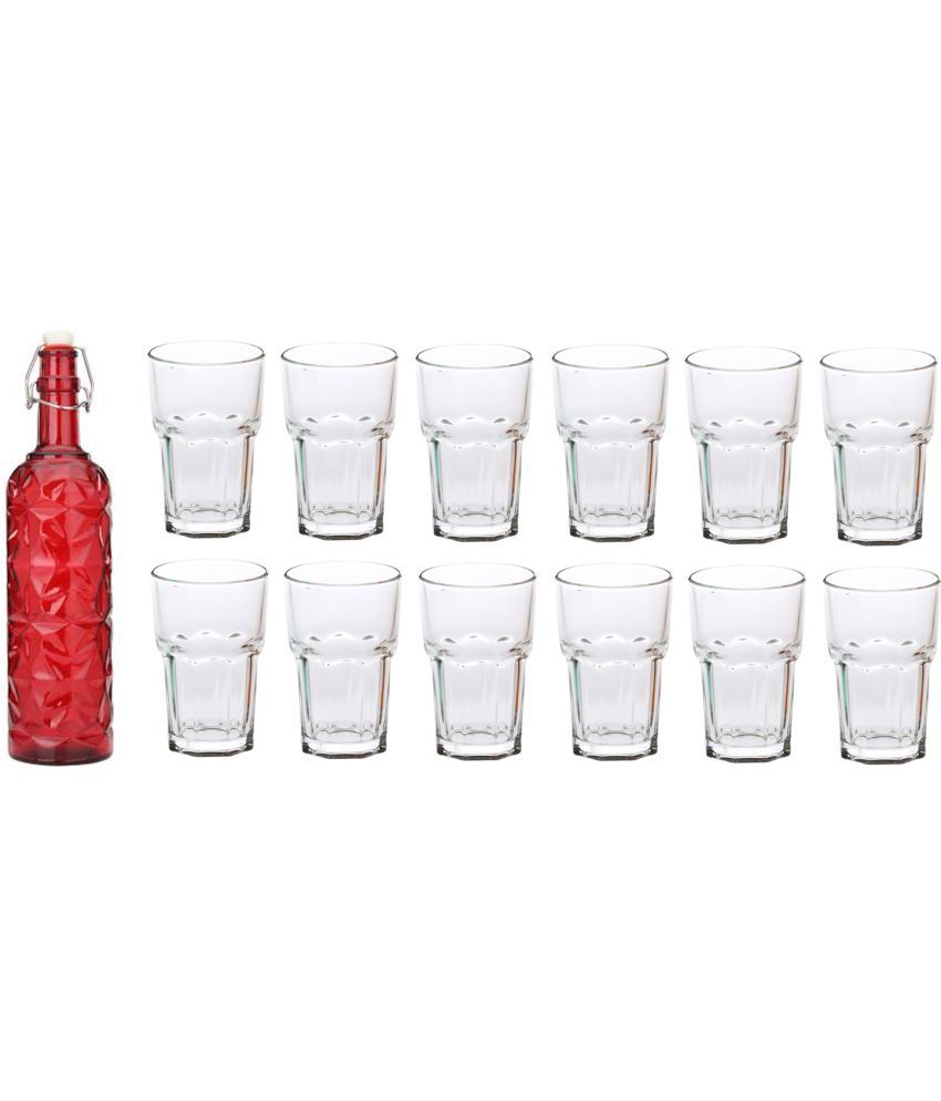     			Somil - Glass & Bottle Drinks Serving Lemon Set Red Water Bottle 1000 mL ( Set of 1 )