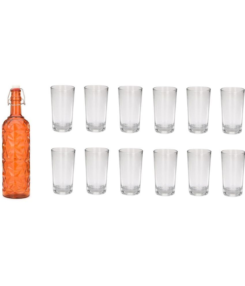     			Somil - Glass & Bottle Drinks Serving Lemon Set Orange Water Bottle 1000 mL ( Set of 1 )