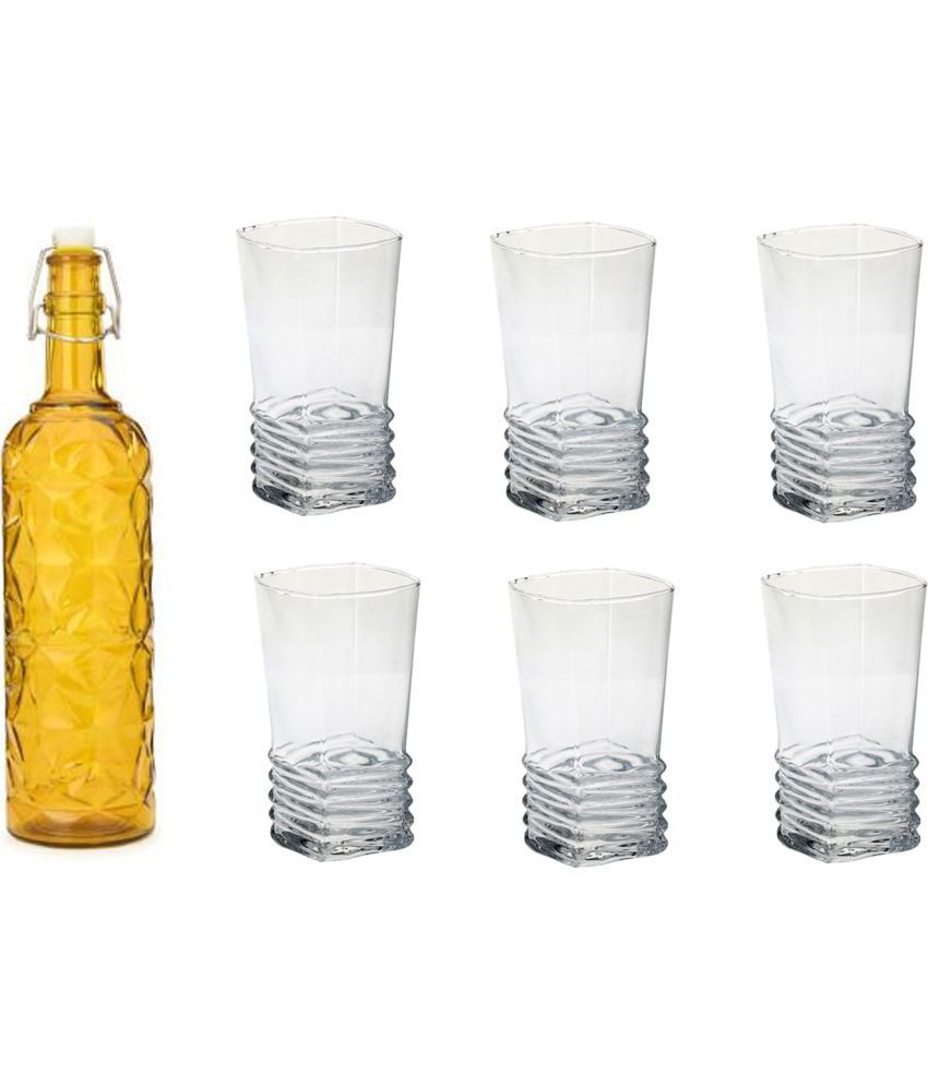     			Somil - Glass & Bottle Drinks Serving Lemon Set Yellow Water Bottle 1000 mL ( Set of 1 )