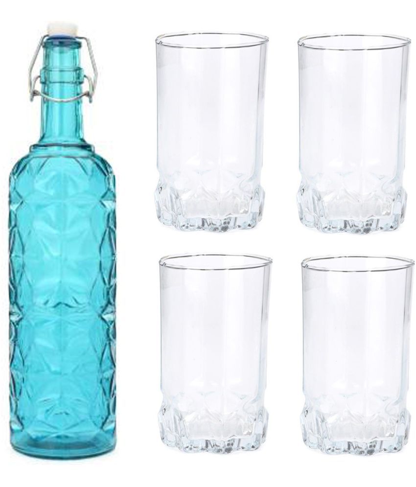    			Somil - Glass & Bottle Drinks Serving Lemon Set Blue Water Bottle 1000 mL ( Set of 1 )
