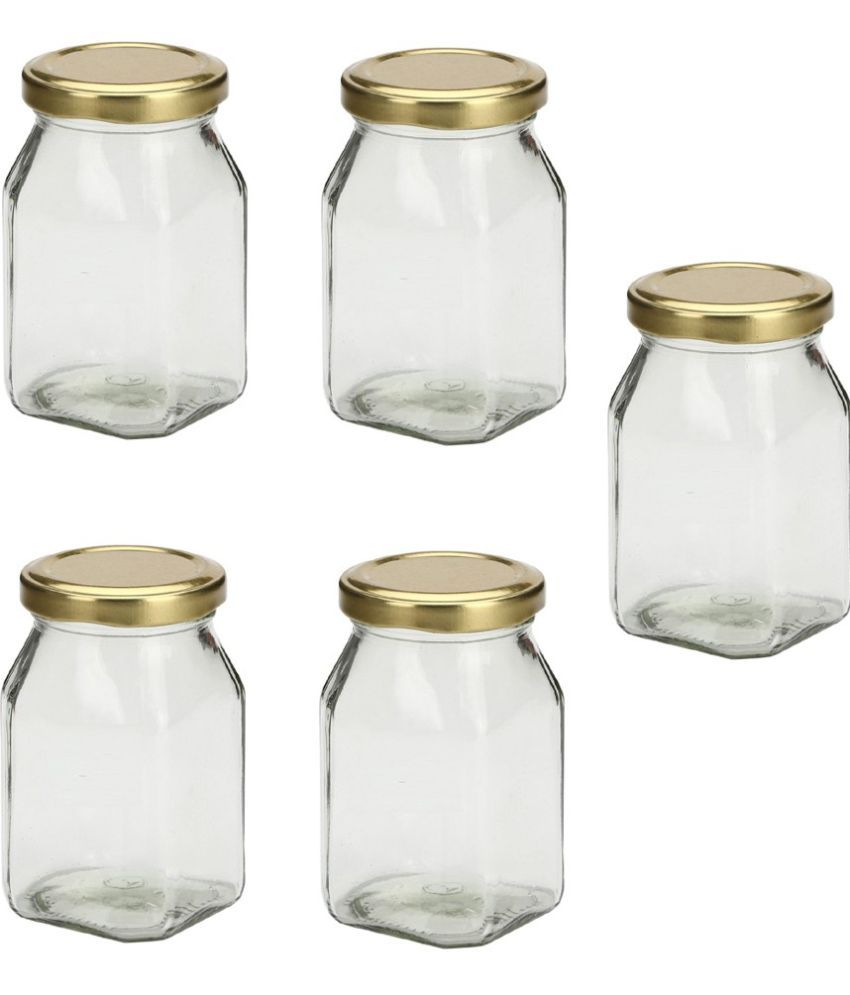     			Somil - Storage Container Glass Transparent Spice Container ( Set of 5 )