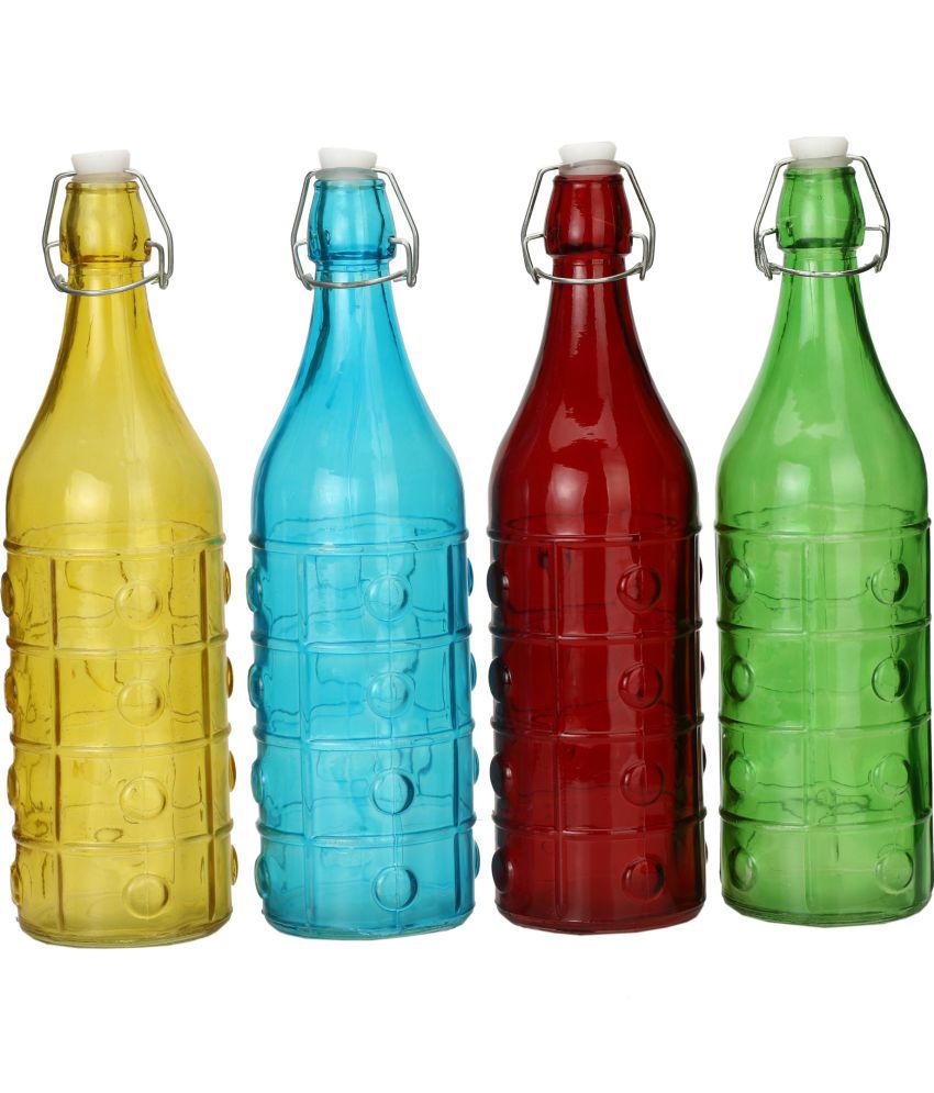     			Somil - Stylish Kitchen Storage & Serving Glass Bottle Multicolour Water Bottle 1000 mL ( Set of 4 )