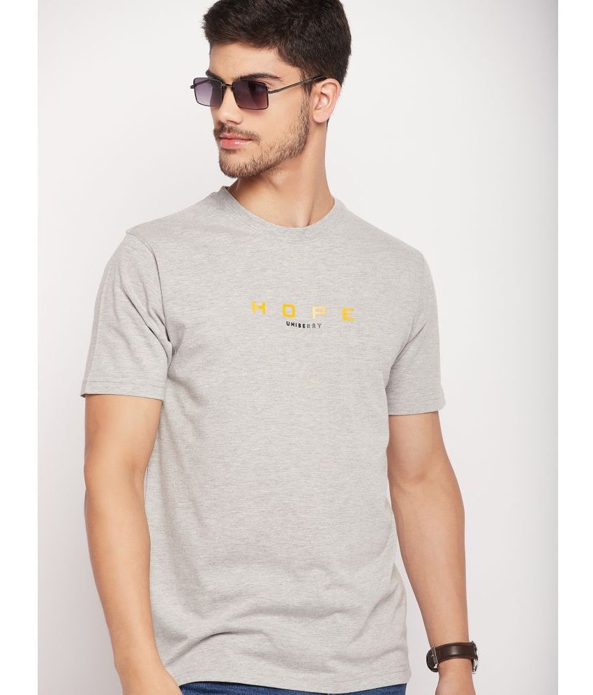    			UNIBERRY - Grey Cotton Blend Regular Fit Men's T-Shirt ( Pack of 1 )