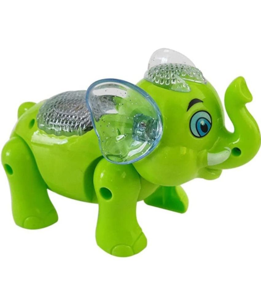     			1963 YESKART  - GREEN Cute Clever Elephant Electric Toy / Songs/ Light / Walking Function / { Colour May Vary }