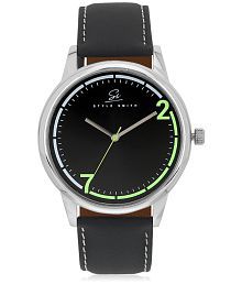 Style Smith Black Dial Leather Strap Analog Wrist Watch with Quartz Movement for Men