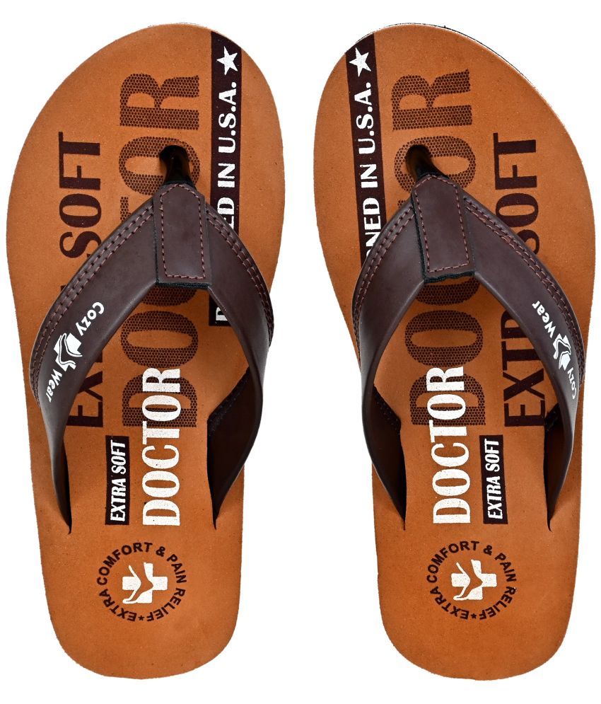     			Cozy Wear - Brown Men's Thong Flip Flop