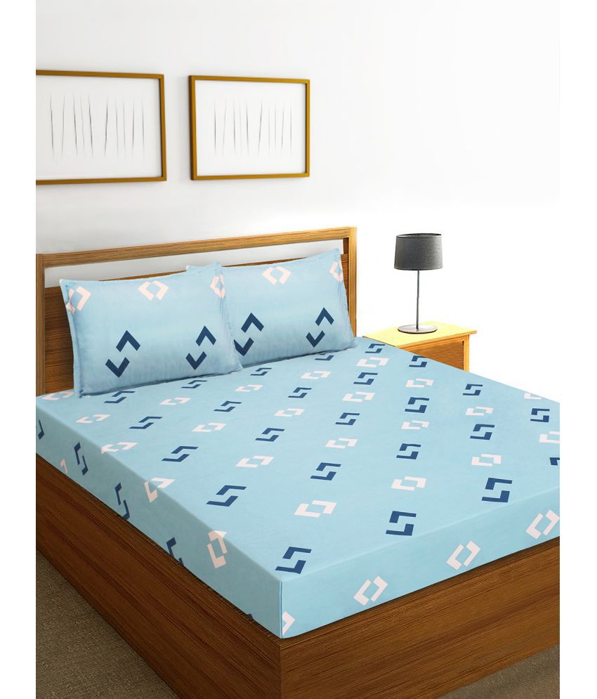     			Home Candy Microfiber Abstract Double Bedsheet with 2 Pillow Covers-Sky Blue