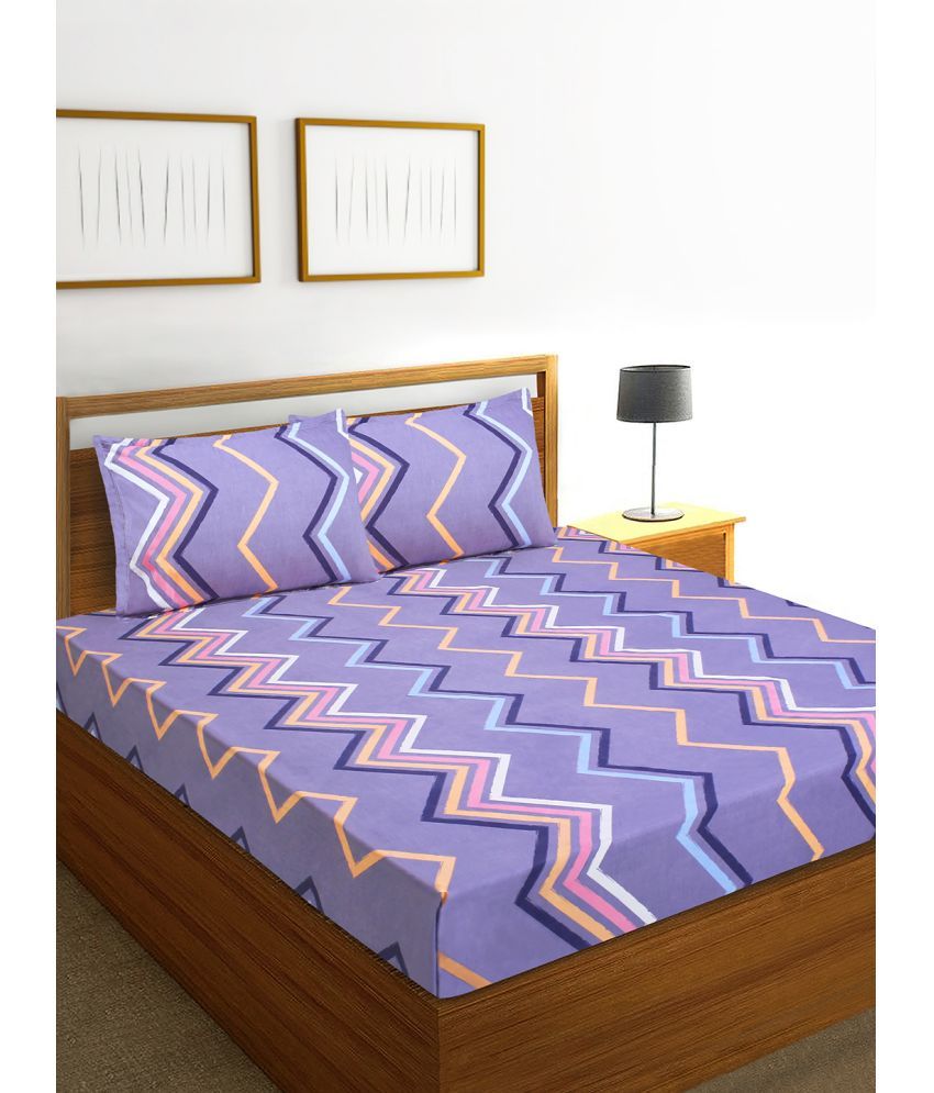     			Home Candy Microfiber Abstract Printed Double Bedsheet with 2 Pillow Covers - Blue