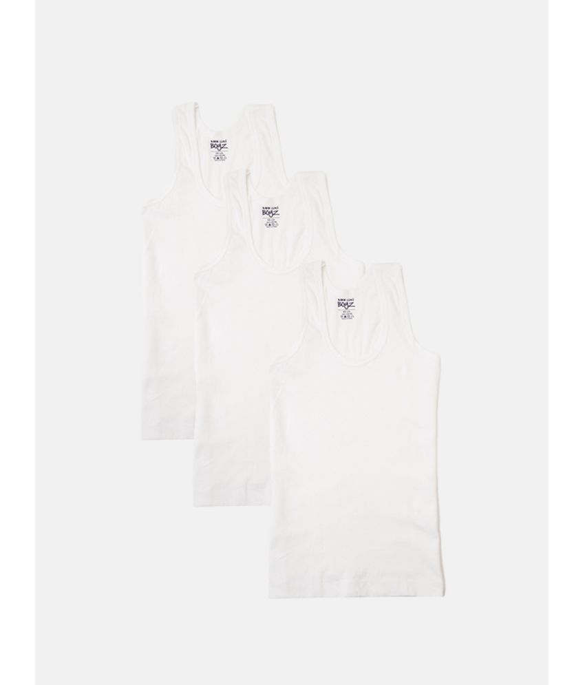     			Lux Cozi - White Cotton Solid Boys Vest ( Pack of 3 )