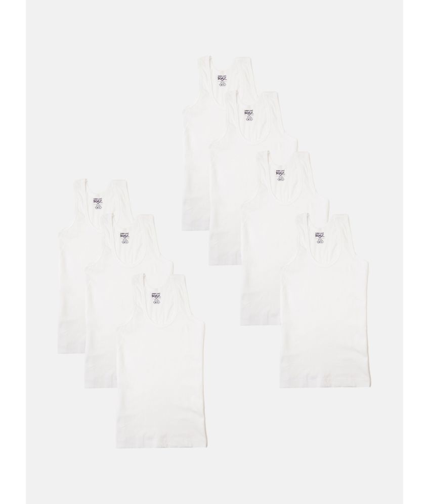     			Lux Cozi - White Cotton Solid Boys Vest ( Pack of 7 )