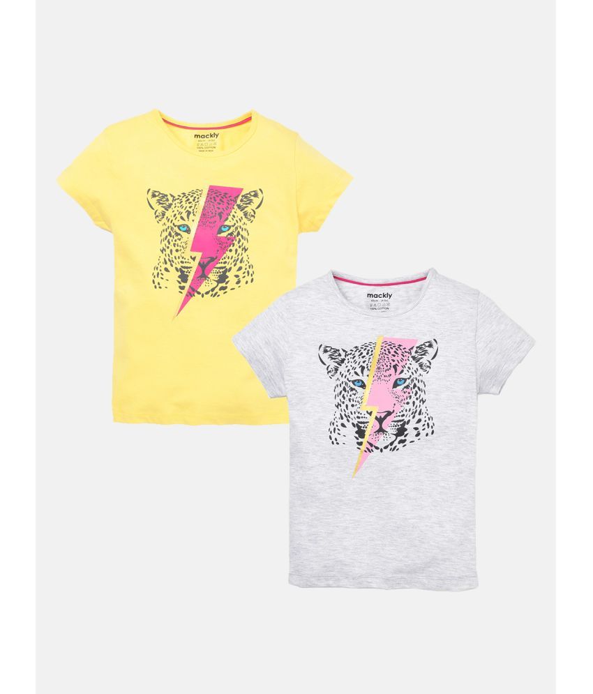     			Mackly - Yellow Cotton Girls T-Shirt ( Pack of 2 )