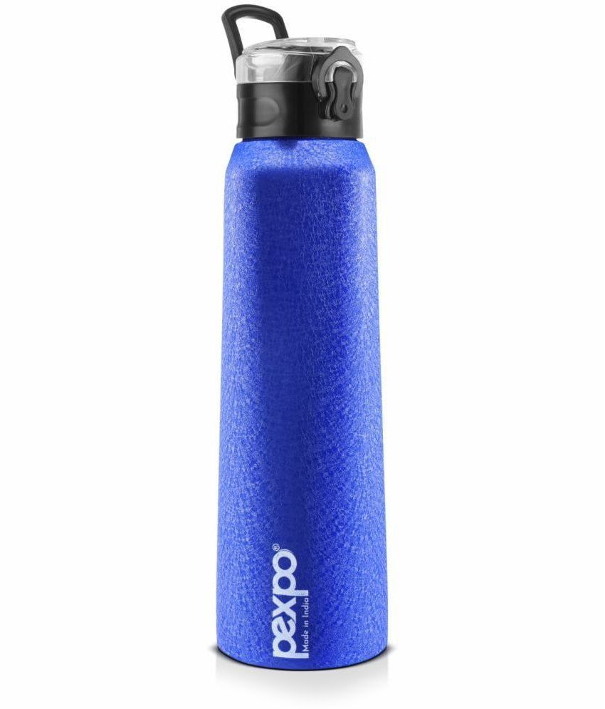     			PEXPO 1000 ml Stainless Steel Sports Water Bottle, Push Button Cap (Set of 1, Blue, Vertigo)