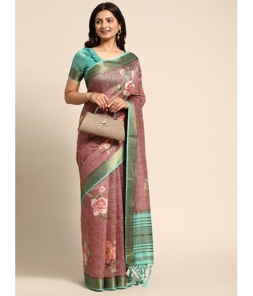    			Rekhamaniyar Fashions - Pink Linen Saree With Blouse Piece ( Pack of 1 )
