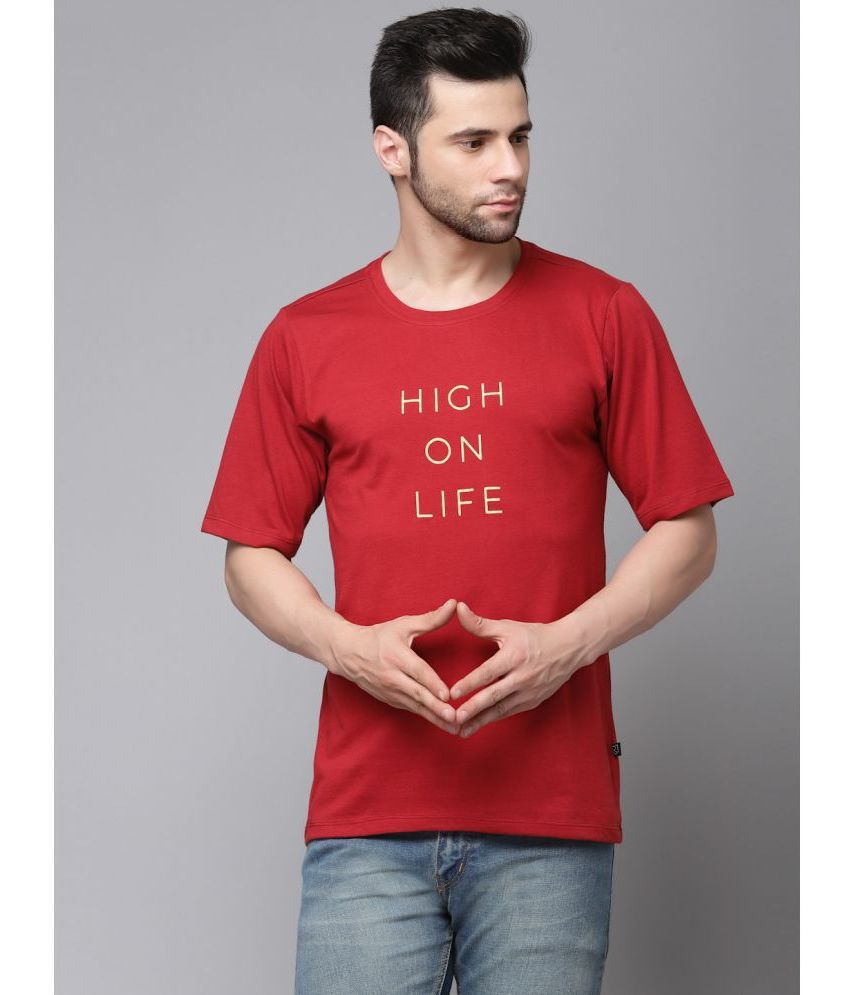     			Rigo - Maroon Cotton Blend Oversized Fit Men's T-Shirt ( Pack of 1 )