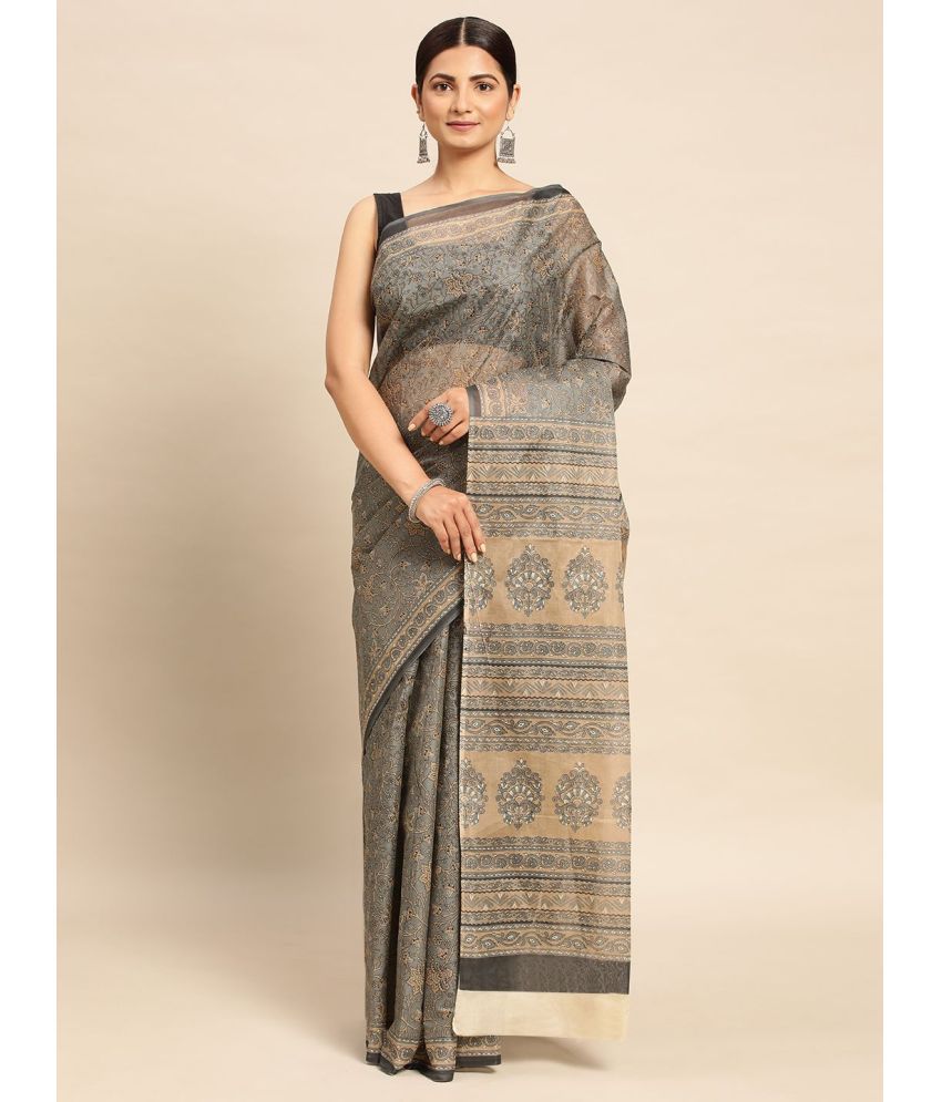     			SHANVIKA - Grey Cotton Saree Without Blouse Piece ( Pack of 1 )