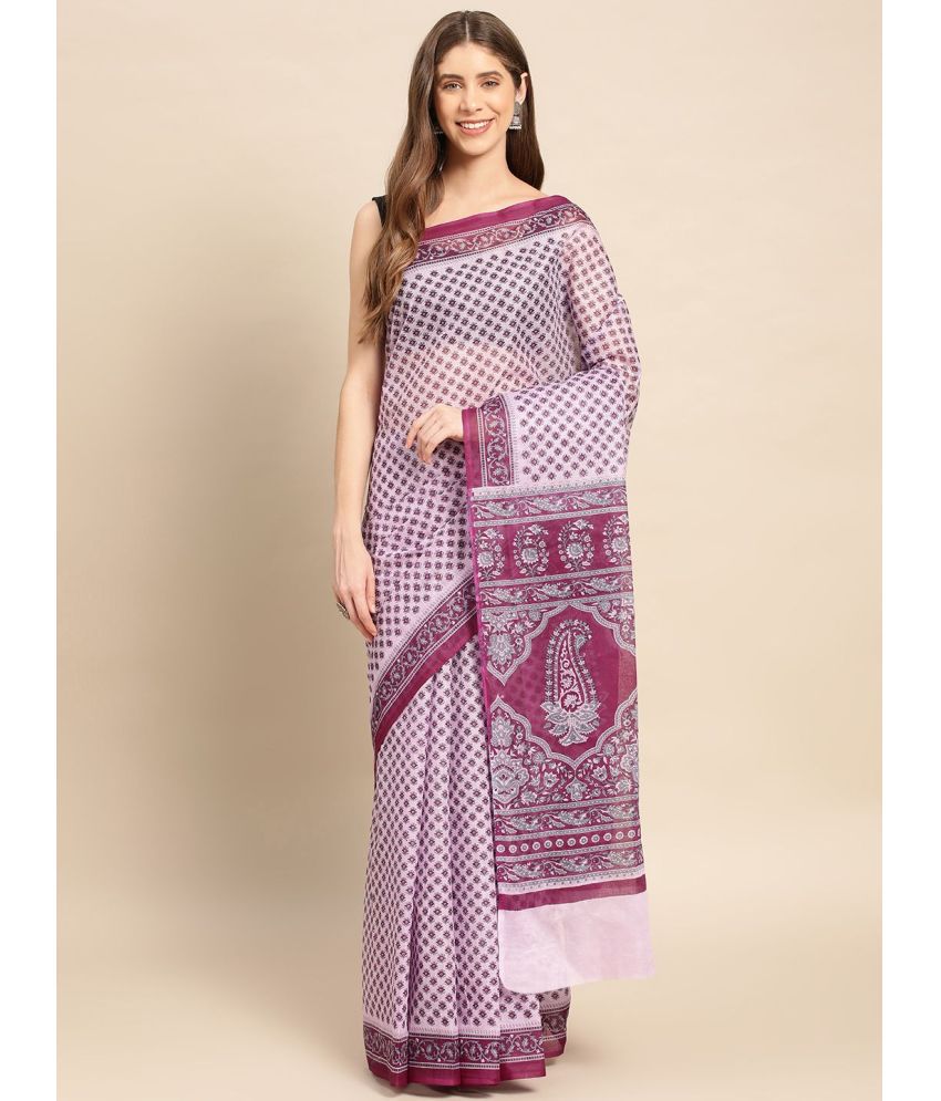     			SHANVIKA - Purple Cotton Saree Without Blouse Piece ( Pack of 1 )