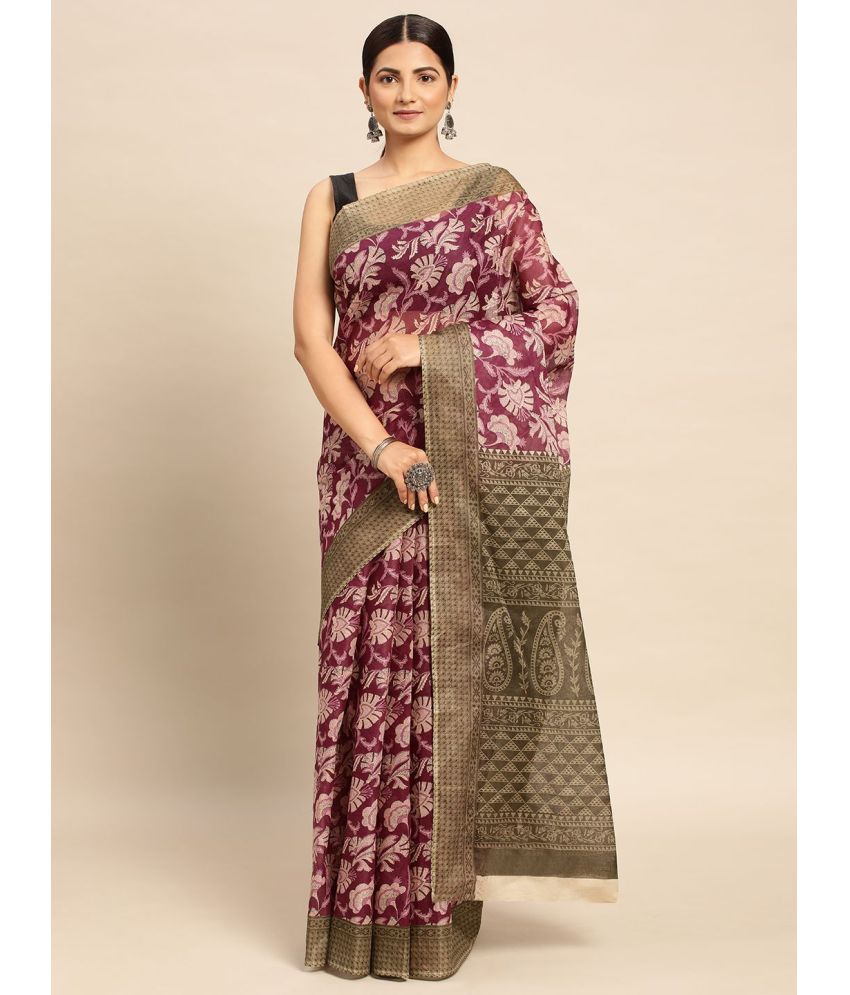     			SHANVIKA - Purple Cotton Saree Without Blouse Piece ( Pack of 1 )