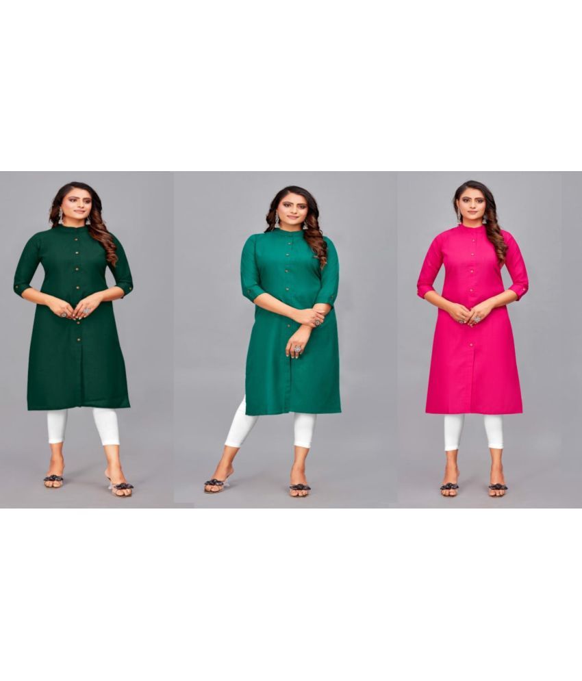     			SVG - Multicolor Crepe Women's Front Slit Kurti ( Pack of 3 )