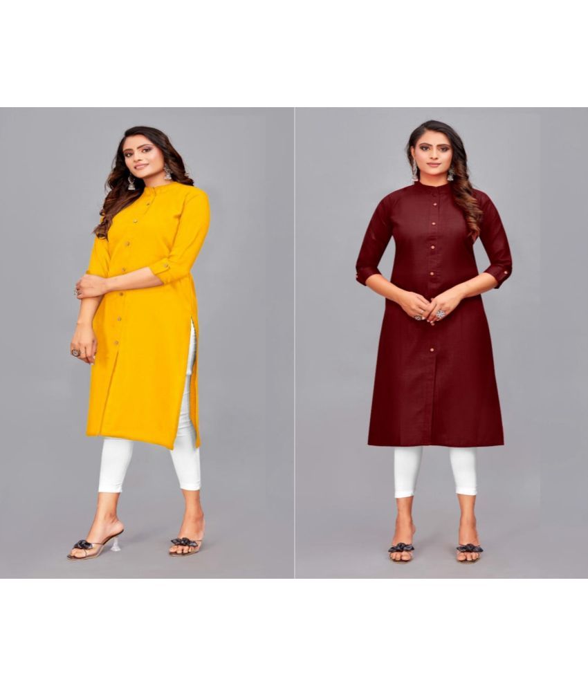     			SVG - Multicolor Cotton Women's Front Slit Kurti ( Pack of 2 )