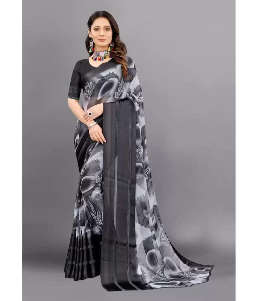     			Sanwariya Silk - Black Georgette Saree With Blouse Piece ( Pack of 1 )