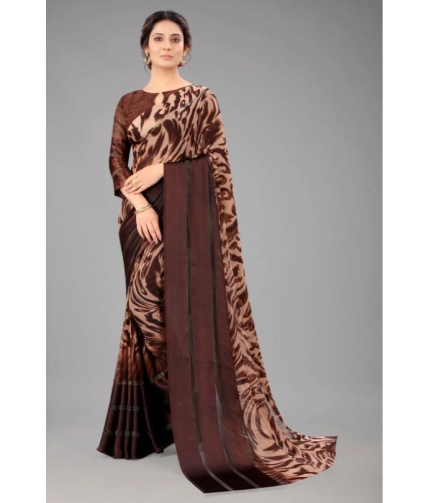     			Sanwariya Silks - Brown Georgette Saree With Blouse Piece ( Pack of 1 )