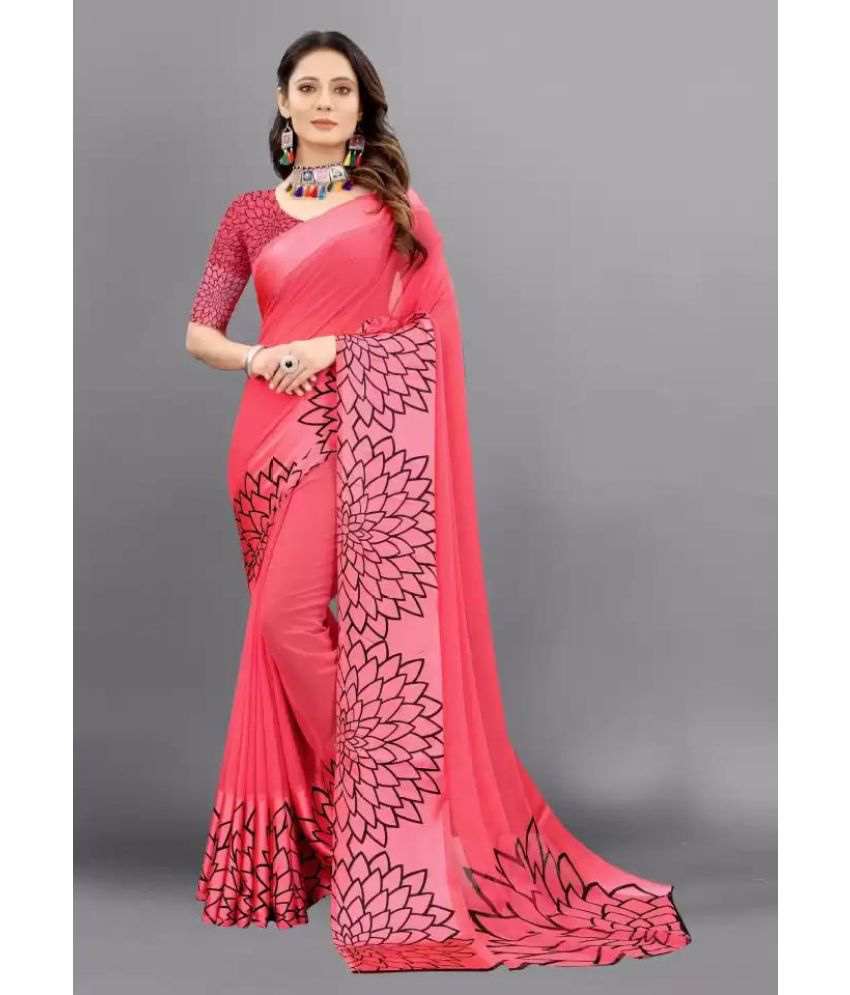     			Sanwariya Silks - Pink Georgette Saree With Blouse Piece ( Pack of 1 )