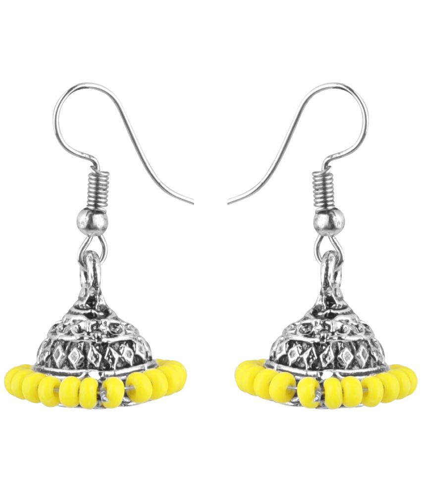     			Silver Shine - Yellow Jhumki Earrings ( Pack of 1 )