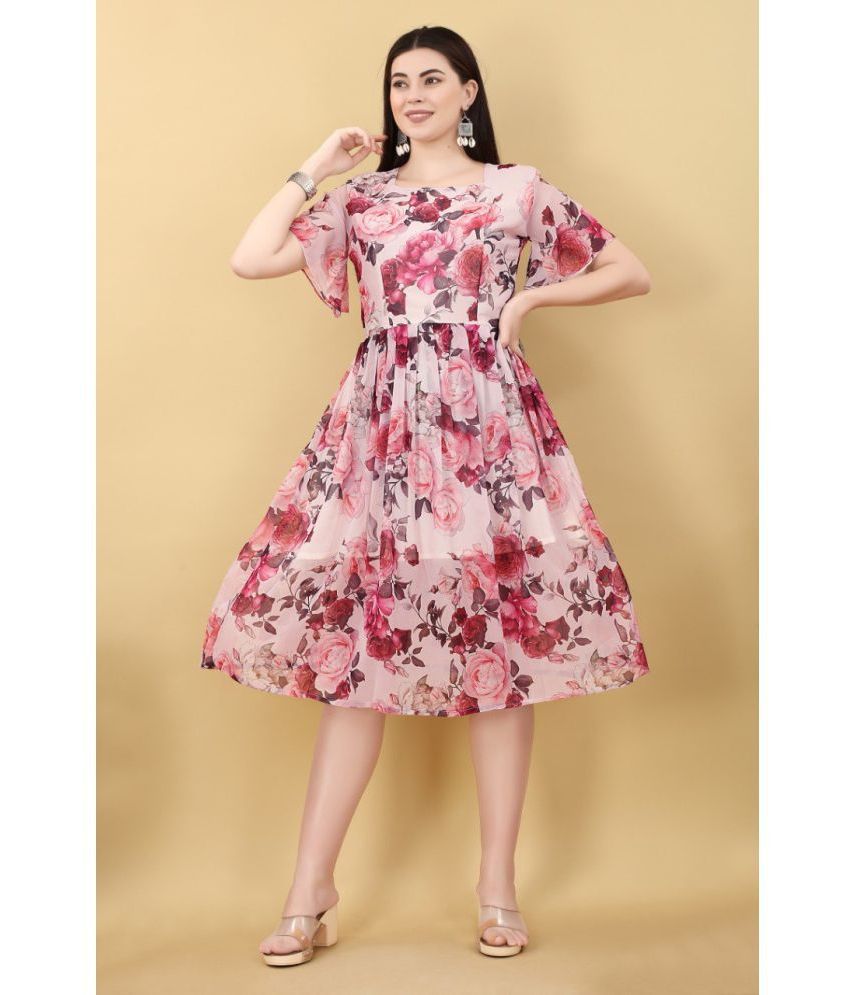     			Salasar - Pink Georgette Women's A-line Dress ( Pack of 1 )