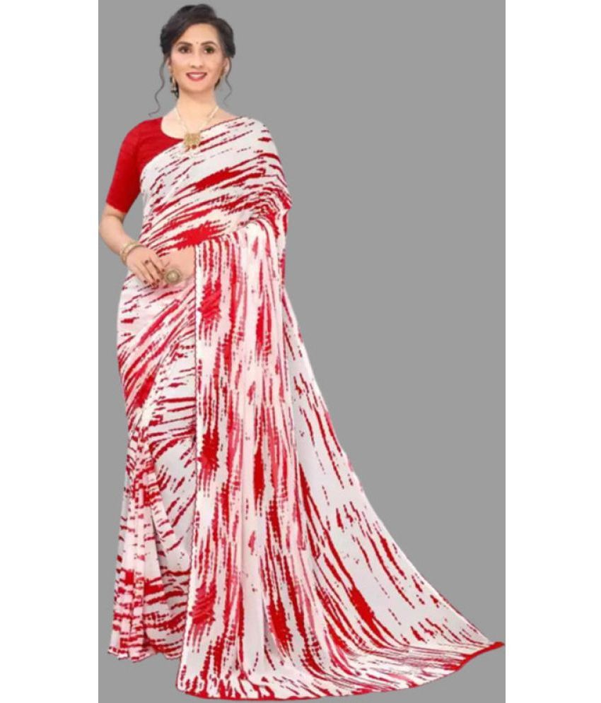     			Sanwariya Silks - Red Georgette Saree With Blouse Piece ( Pack of 1 )