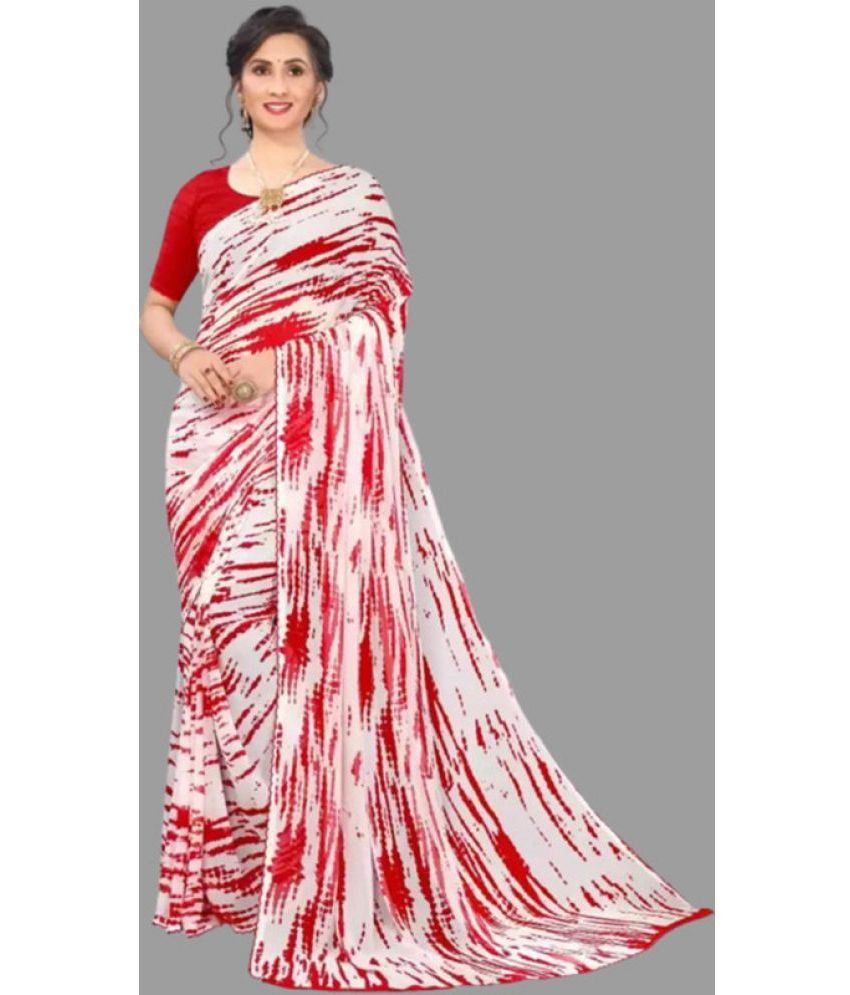     			Sanwariya Silks - Red Georgette Saree With Blouse Piece ( Pack of 1 )