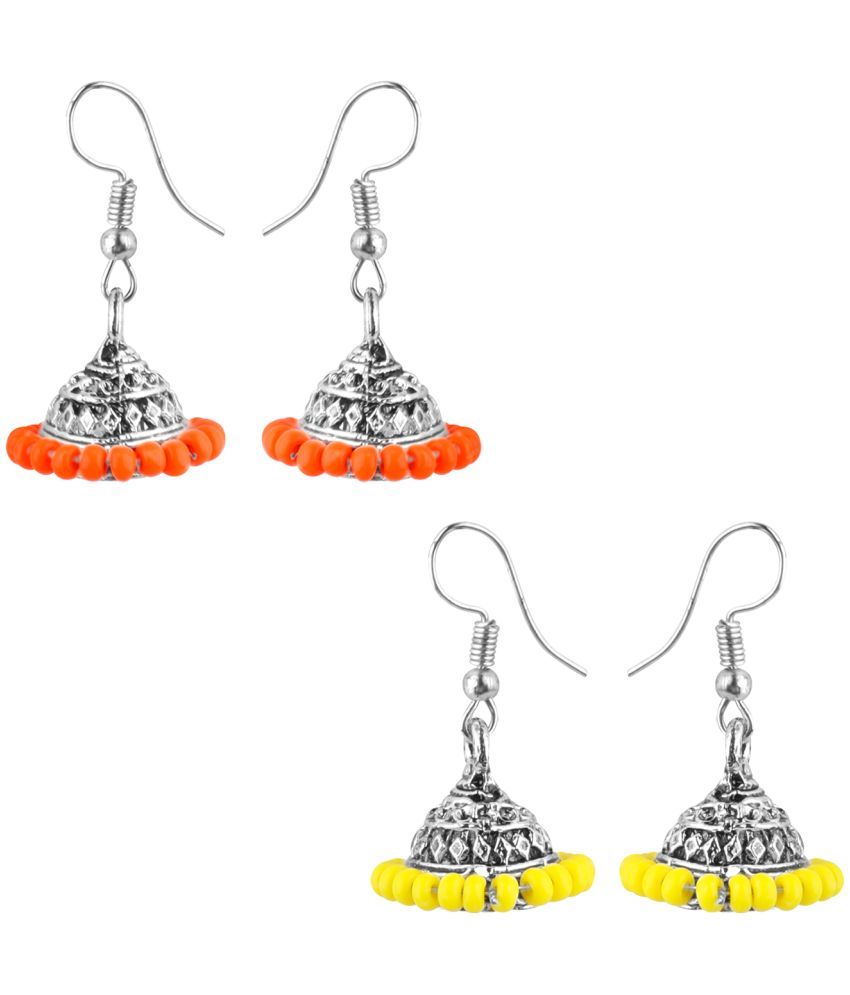     			Silver Shine - Yellow Jhumki Earrings ( Pack of 2 )