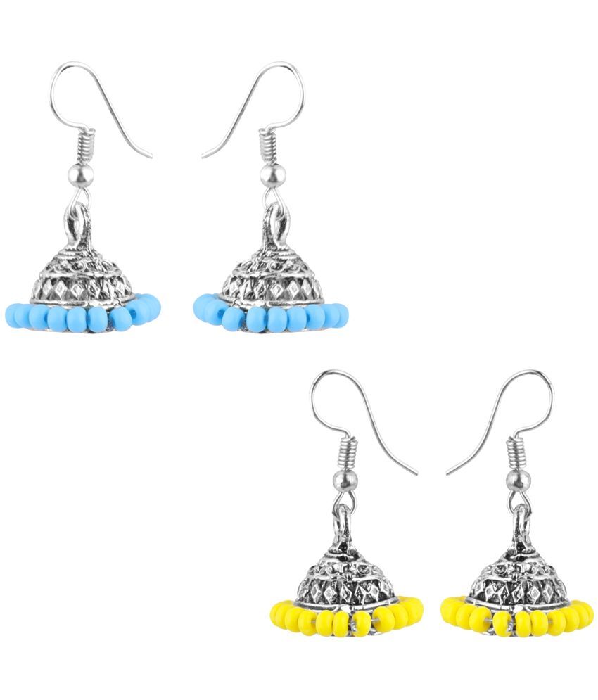     			Silver Shine - Yellow Jhumki Earrings ( Pack of 2 )