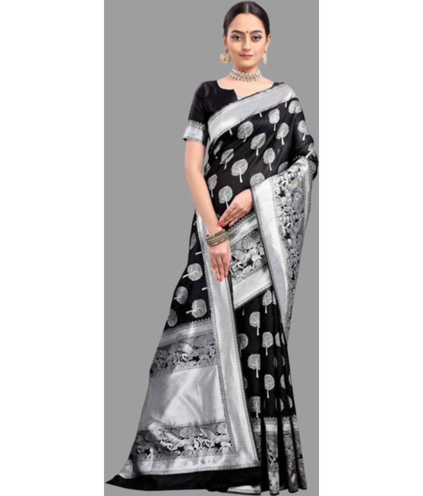     			Sitanjali Lifestyle - Black Silk Blend Saree With Blouse Piece ( Pack of 1 )