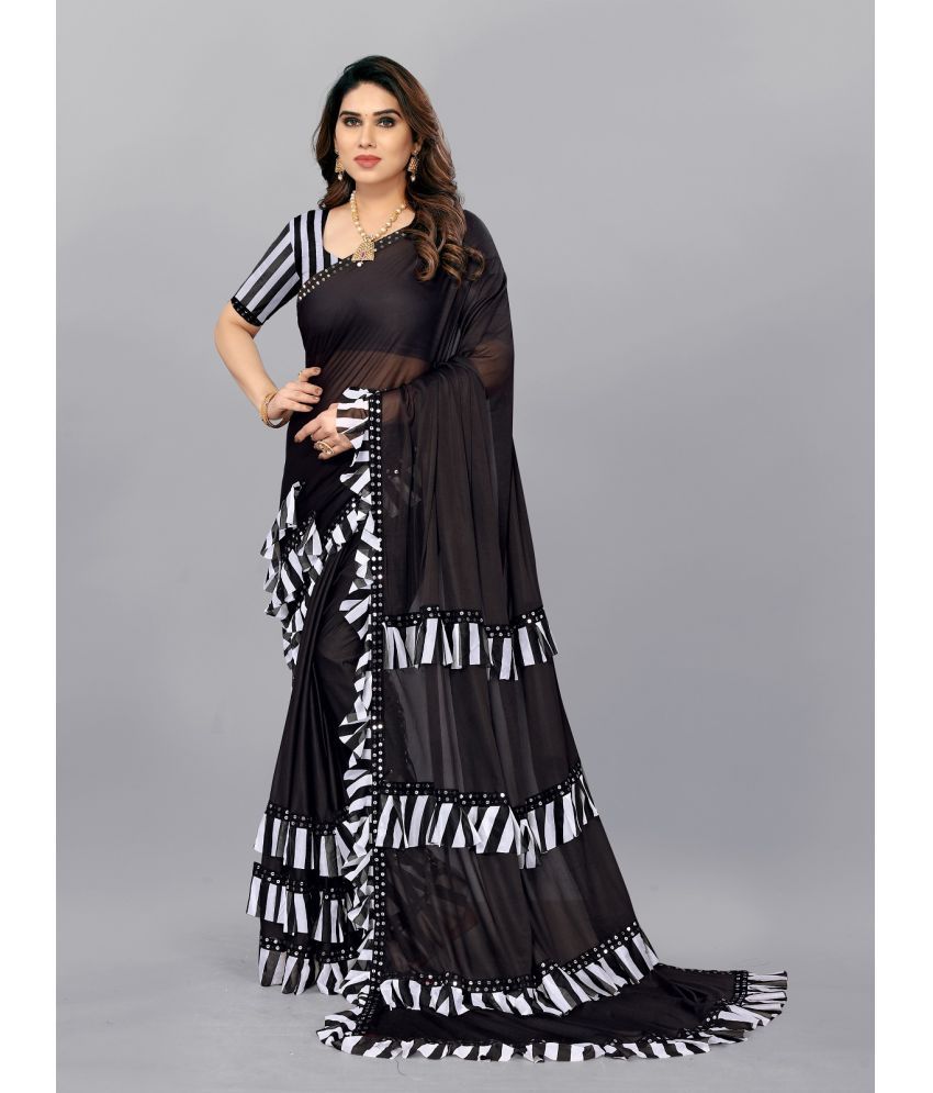     			Gazal Fashions - Black Lycra Saree With Blouse Piece ( Pack of 1 )